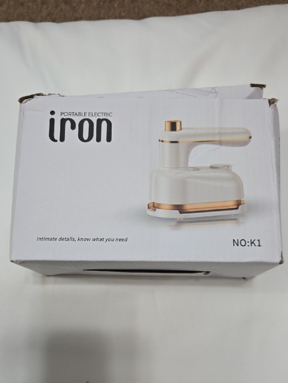Portable Electric Iron by iron - Beige with Gold Accents